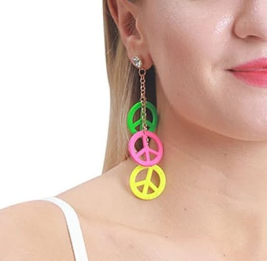 Groovy 60's Party Peace Sign Earrings (1 pair)