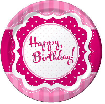 Pink Birthday Plates 22cm