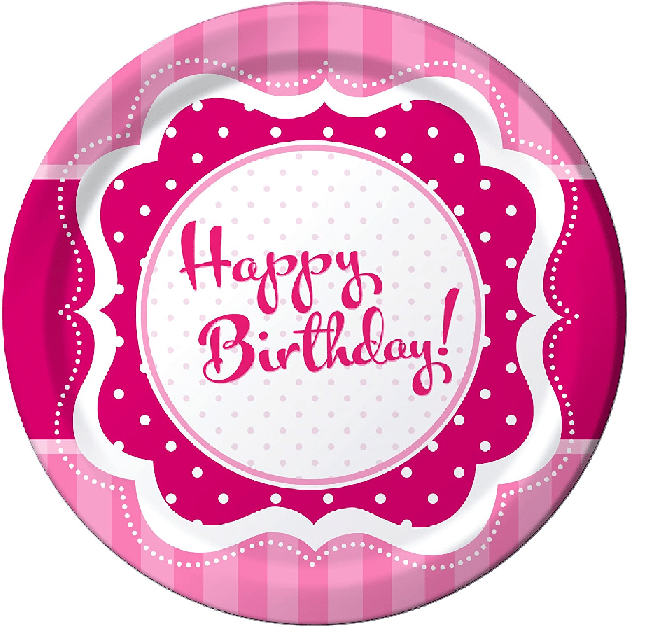 Pink Birthday Plates 22cm