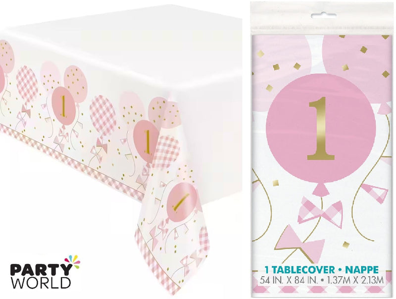 Pink & Gold 1st Birthday Tablecover