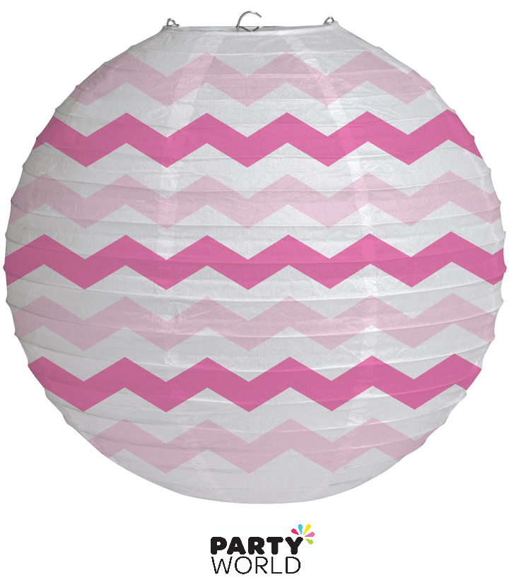 Pink & Teal Chevron Paper Lantern Garland