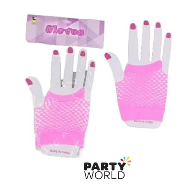 Pink Short Fishnet Gloves (1 pair)