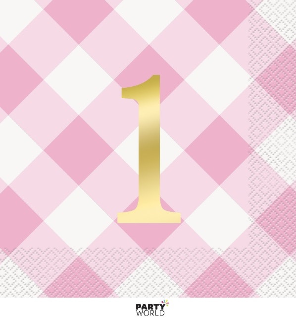 Pink & Gold 1st Birthday Luncheon Napkins (16pk)