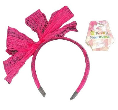 Pink Lace Bow Headband