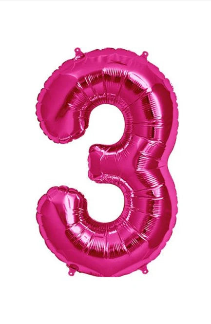 Giant Hot Pink Foil Number Balloon - 3