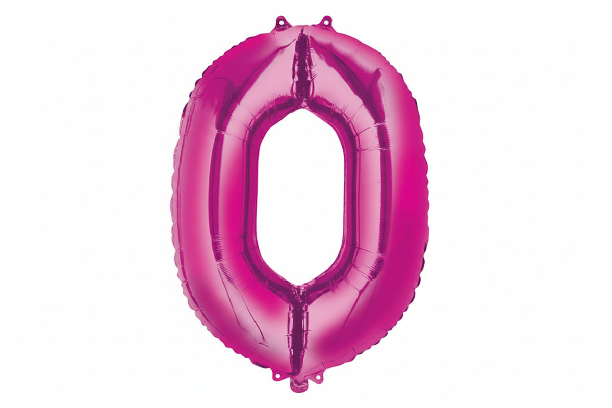 Giant Hot Pink Foil Number Balloon - 0 (Approx. 86cm)