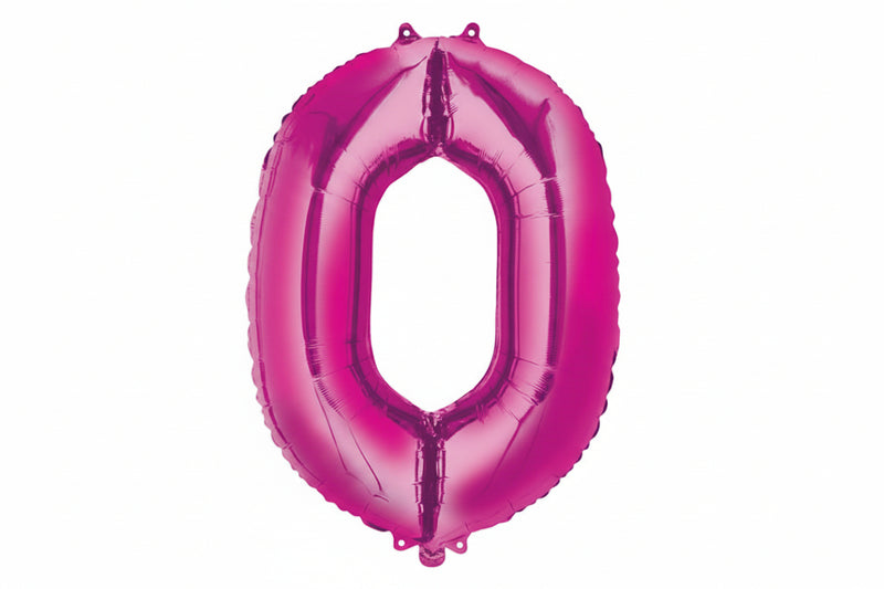 Giant Hot Pink Foil Number Balloon - 0 (Approx. 86cm)