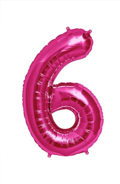 Foil Balloon Number Pink "6"
