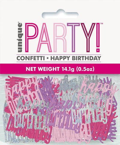 Scatter Confetti Happy Birthday Pink &amp; Silver
