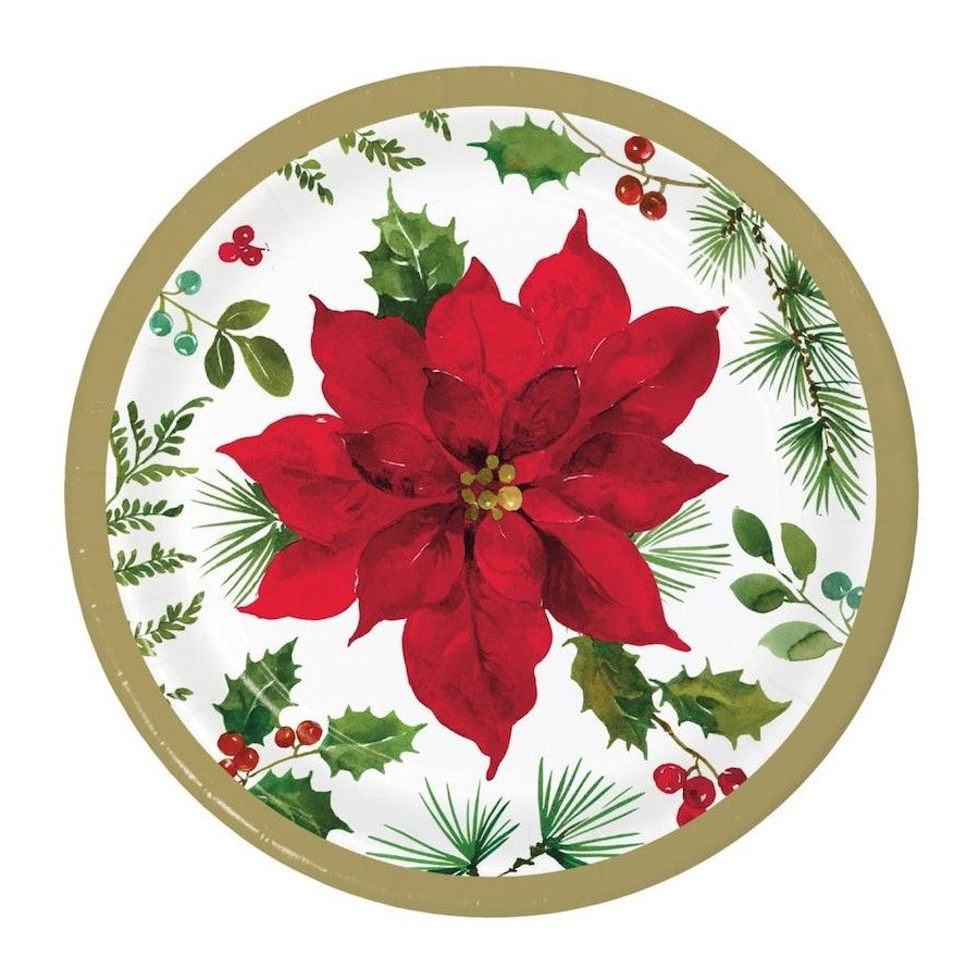 Christmas Posh Poinsettia 7in Paper Plates (8)