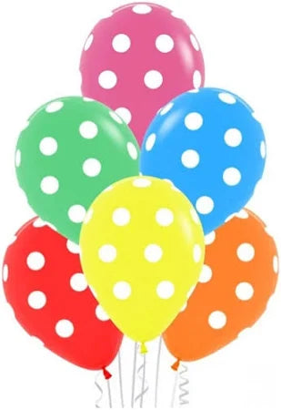 Polka Dot Assorted Party Balloons - 12pk