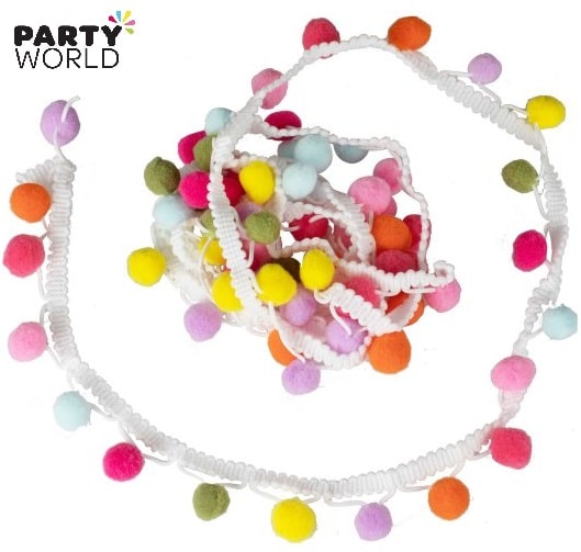 Colourful Pom Pom Ribbon 2m