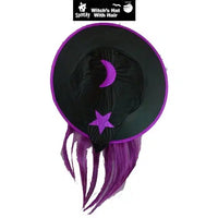 Child Witch Hat With Hair - Purple