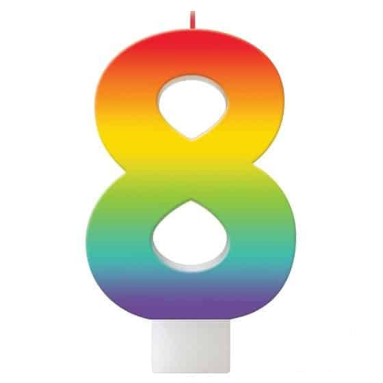 Birthday Celebration Rainbow Candle Number 8