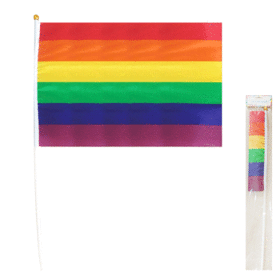 Rainbow Fabric Flag On A Stick 30 x 45 cm