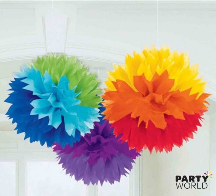 60th Fluffy Hanging Decorations (3pcs) Can cut the age off and use as plain.