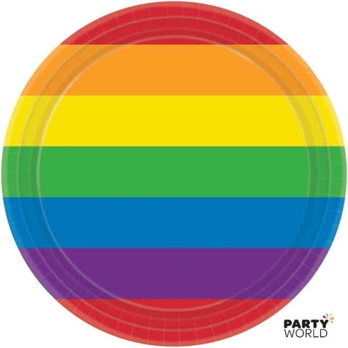 Rainbow Stripes Paper Plates 7in (8pk)