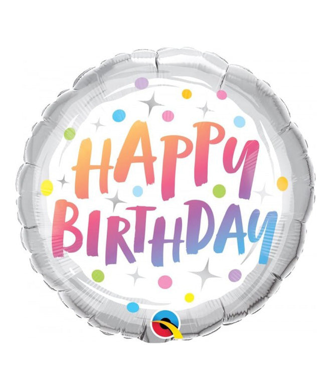 Foil Balloon 18" Happy Birthday - Rainbow Dots