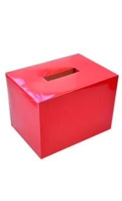 Red Cardboard Box with Slot. 177 x 127 x 127 mm