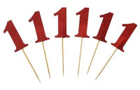 1st Birthday Red Cupcake Toppers Picks (6pk)