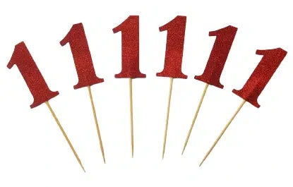 1st Birthday Red Cupcake Toppers Picks (6pk)
