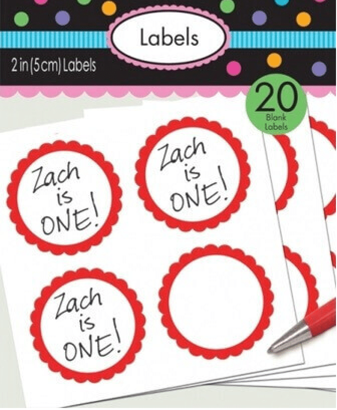 Red Scalloped Blank Labels 5cm (20pk)