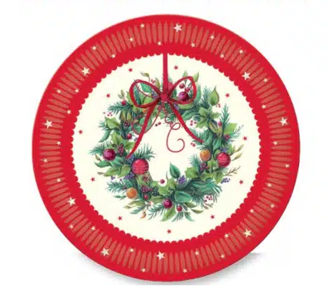Red Wreath Paper Plates (8)