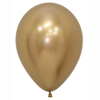 Single chrome gold 30cm latex balloon with a mirror finish for milestone celebrations