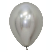 Single chrome silver 30cm latex balloon with a mirror finish for weddings and balls