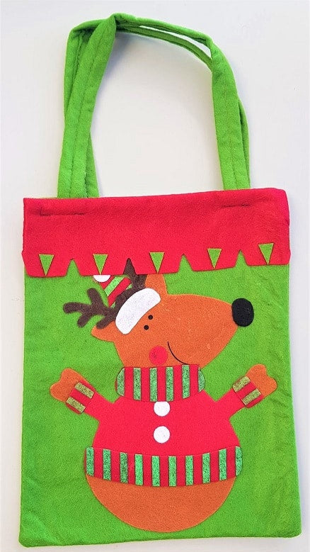 Reindeer Felt Christmas Bag 21.5 x 26 cm