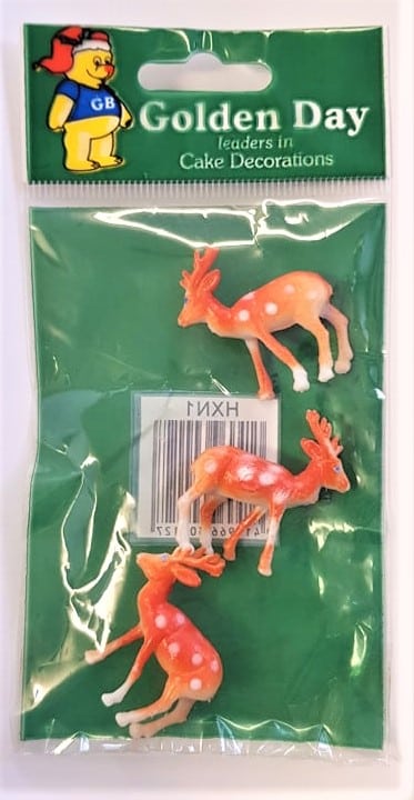 Reindeer Mini Cake Decoration / Toppers (3) 3 Reindeers, no trees