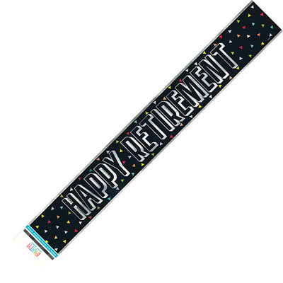 Happy Retirement Foil Banner - Black and Silver