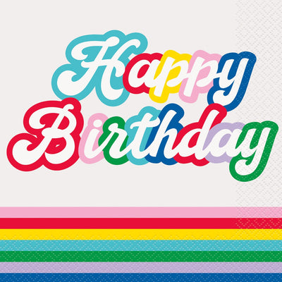 Happy Birthday Rainbow Stripe Napkins 16pk
