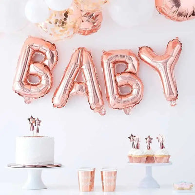Foil Balloon Banner Rose Gold "BABY" *air fill only
