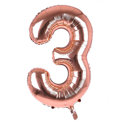 Foil Balloon Number Rose Gold "3"