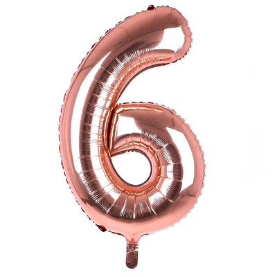 Foil Balloon Number Rose Gold "6"