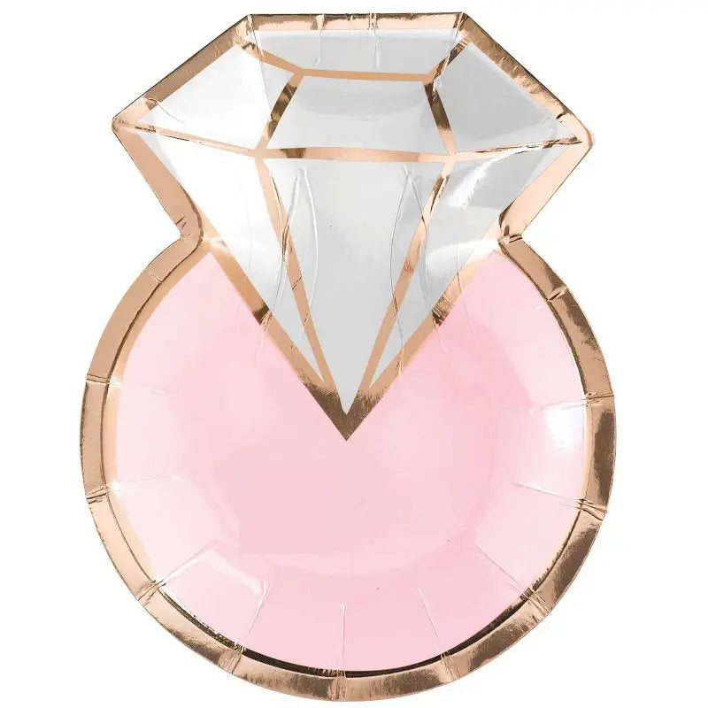 Ring Shaped Paper Plates Rose Gold & Pink 7in (8pk)