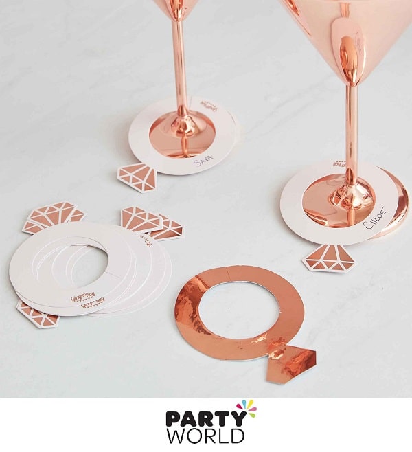 Rose Gold & Pink Wine Glass Drink Markers (10pk)