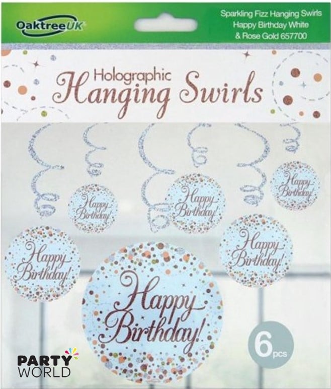 50th Birthday Rose Gold Prismatic Hanging Decorations (6)