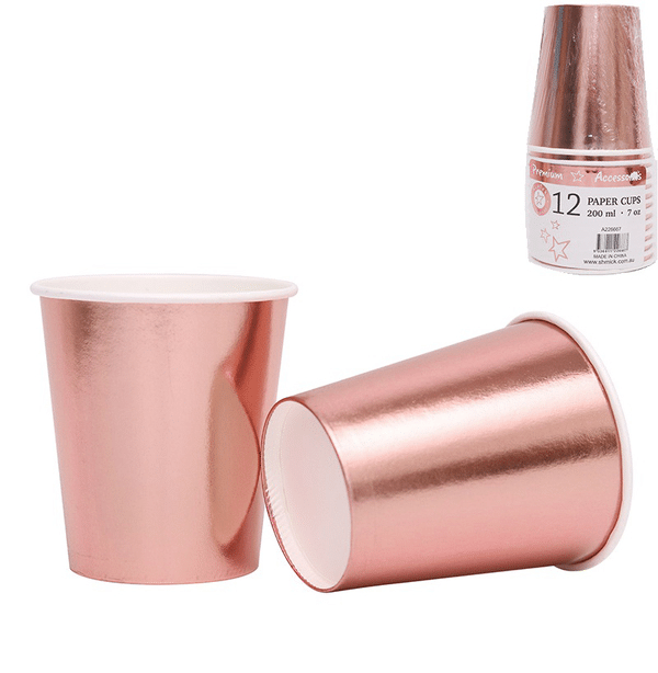 Rose Gold Foil 250ml Paper Cups (8)