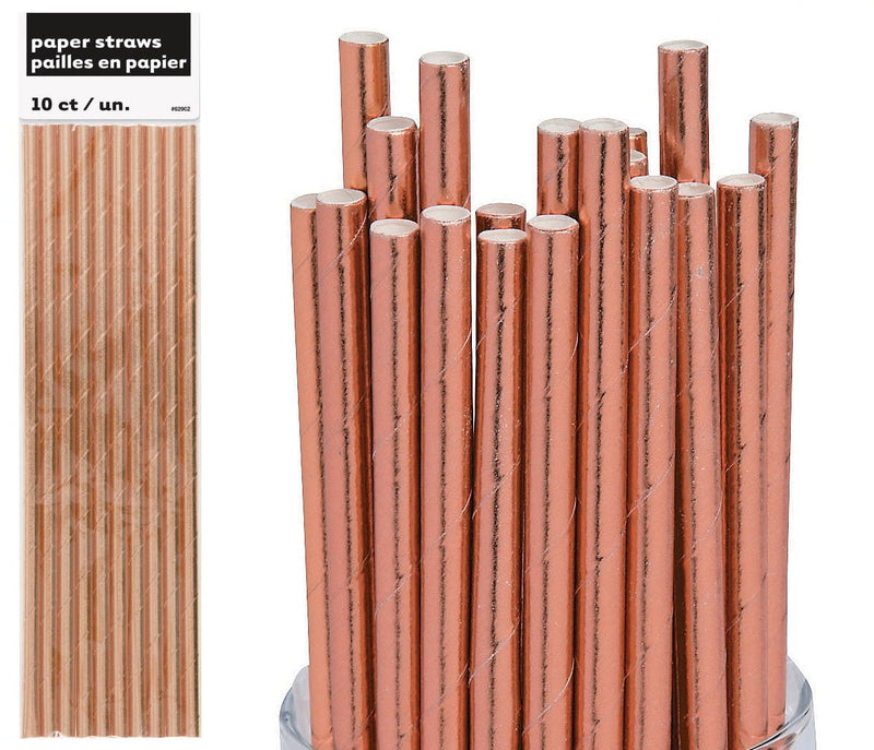 Rose Gold Foil Paper Straws (10pk)