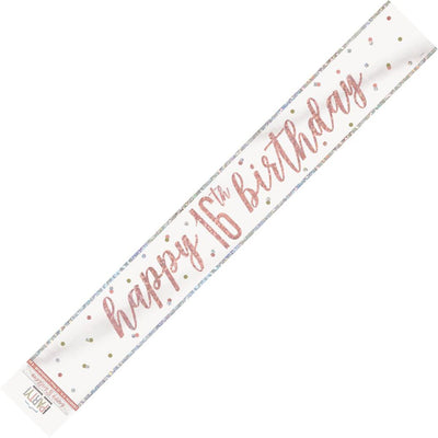 Banner Happy 16th Birthday - Rose Gold