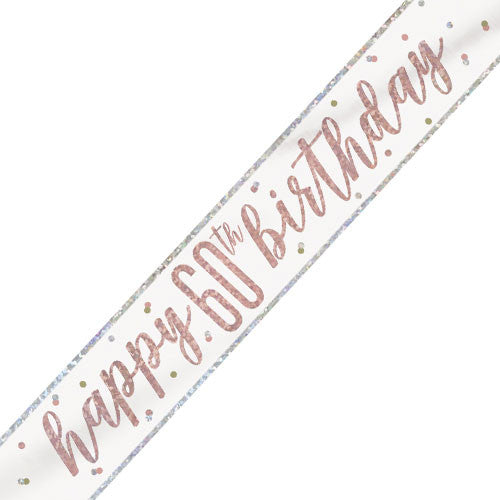 Banner Happy 60th Birthday - Rose Gold