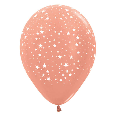 Balloon Single Rose Gold - White Stars