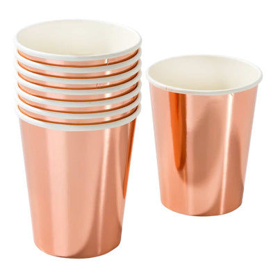 Rose Gold Foil Paper Cups - 8pk