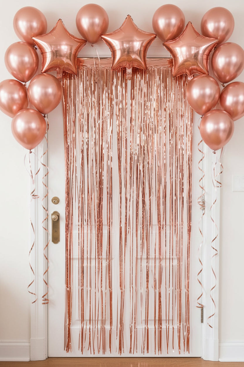Foil Fringe Curtain Rose Gold 910mm x 2.4m