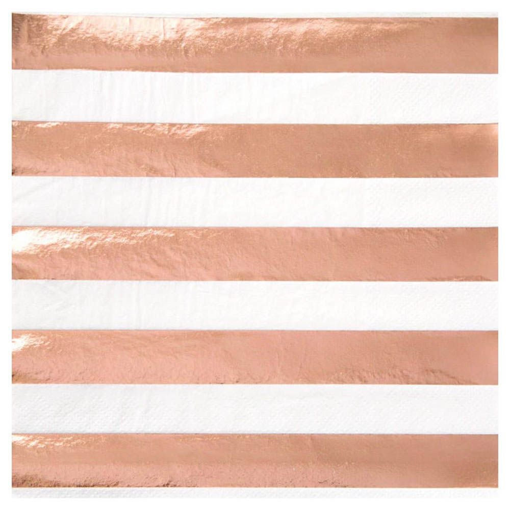 Lunch Napkins 16pk - Rose gold Stripe