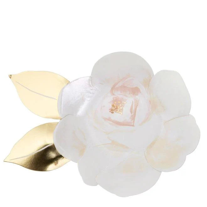 White Rose Garden Paper Plates  approx 24x18cm (8)