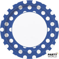 Polka Dot Paper Plates 9" Royal Blue (8)
