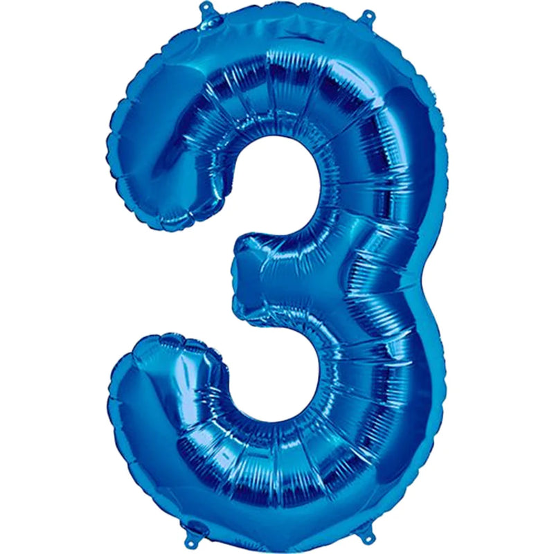 Giant Royal Blue Foil Number Balloon - 3